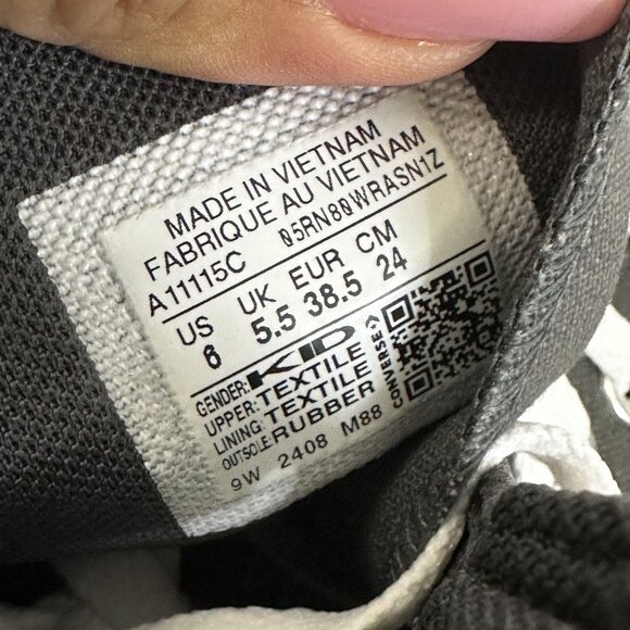 Converse Move Hi Youth Size 6 Dark Grey Sparkle Hightop Shoes - Picture 9 of 9